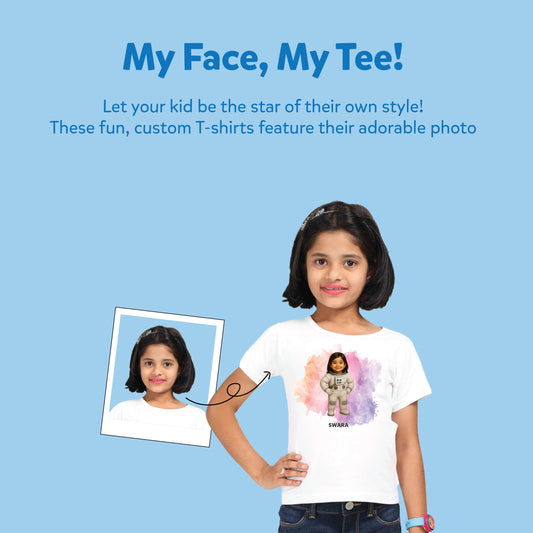 👕 Personalized Kids Cartoon T-Shirt – With Name & Photo