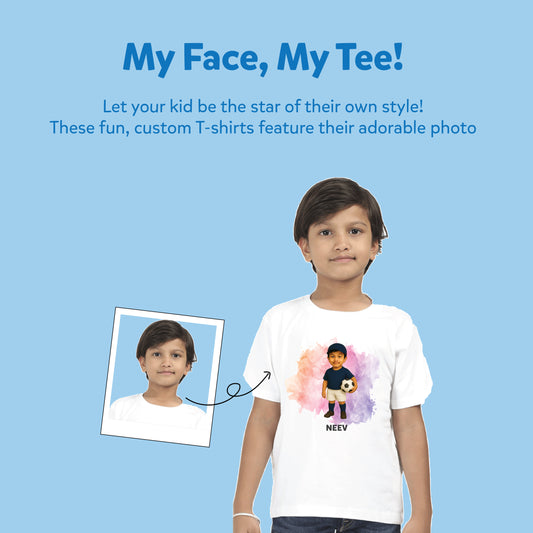 👕 Personalized Kids Cartoon T-Shirt – With Name & Photo