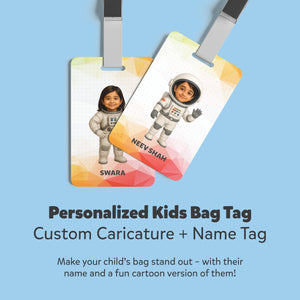Personalized Kids Bag Tag – Custom Caricature + Name Tag