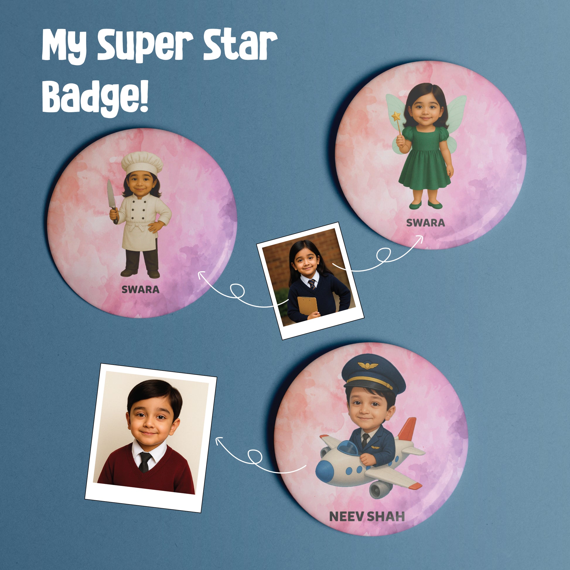 My Super Star Personalized Badge – 30+ Character Styles for Kids