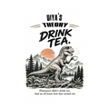 Apron | One Size Adjustable Fit | Cotton Drill Fabric | Two Pockets, Double-Stitched | Unisex Adults | Personalized | Typography | Dinosaurs | Tea | Everyday | Humorous | Drink Tea, Avoid Extinction - Front - personalized design PNG