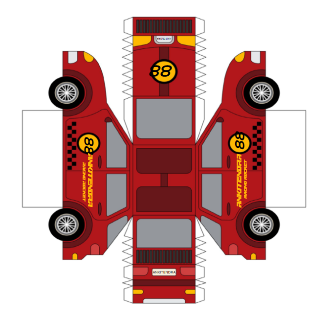 Custom Personalized Red Racing Craft Car – Build Your Own Paper Speed ...