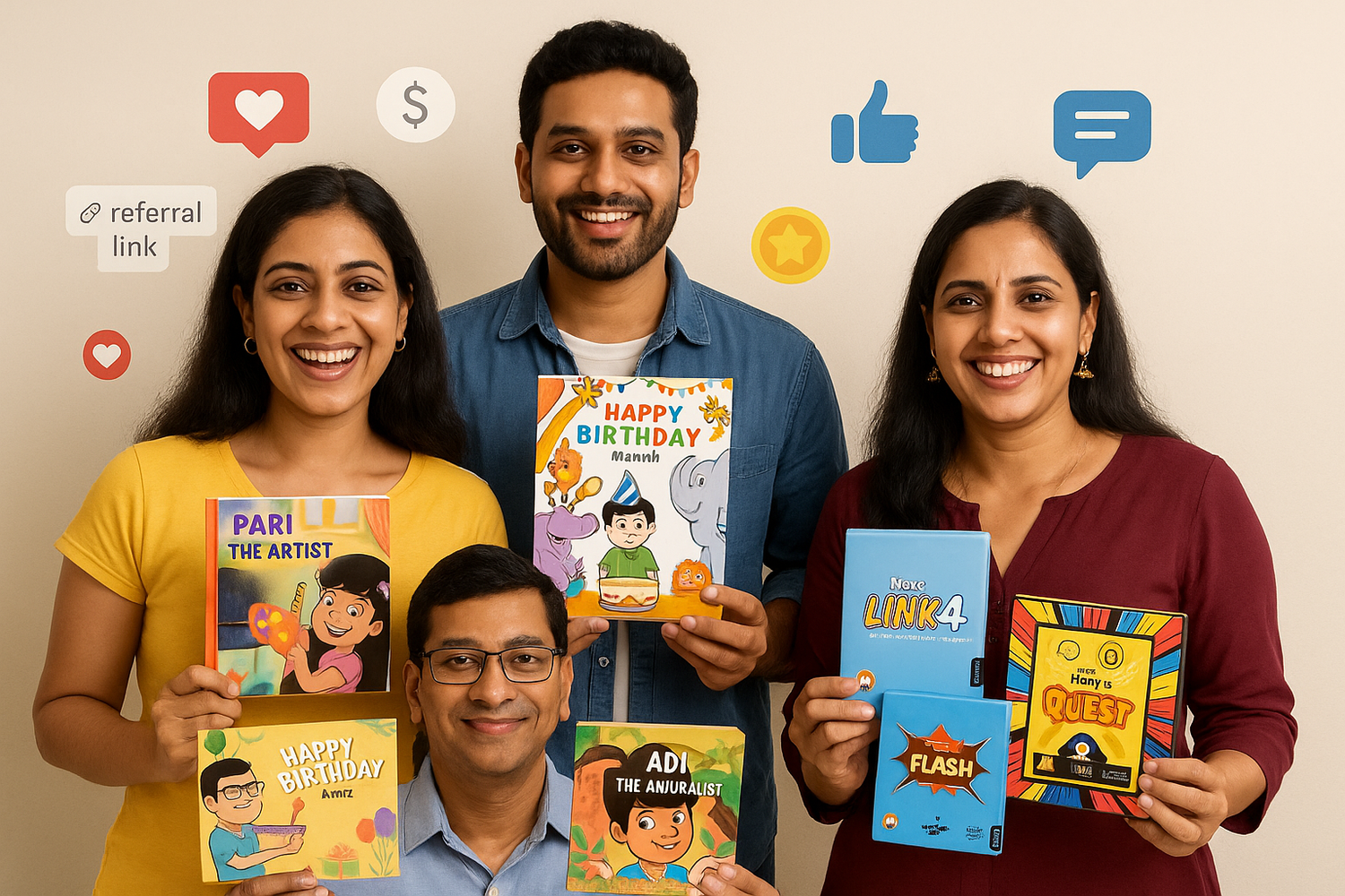 Indian brand ambassadors celebrating with actual Nijikart products