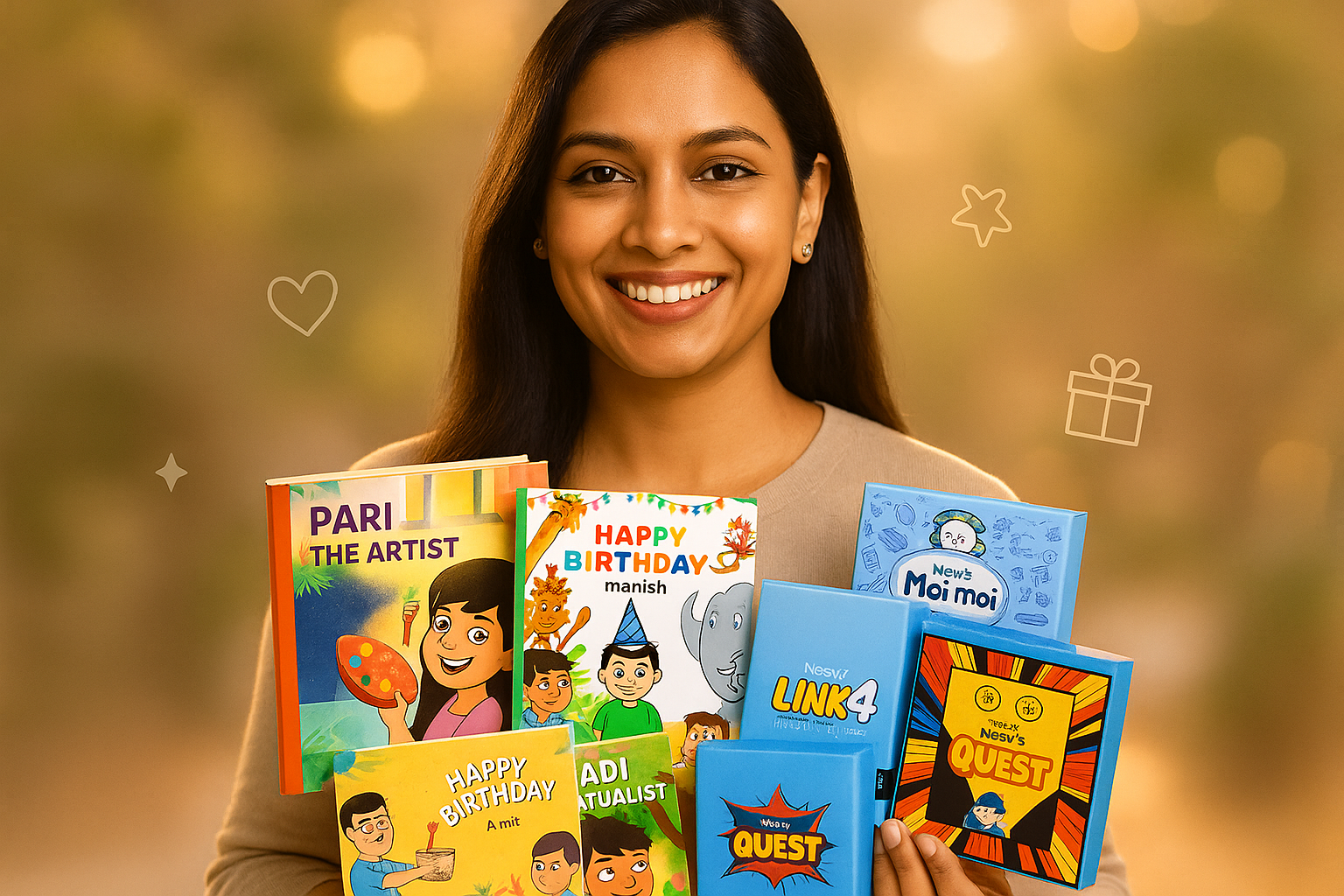 Mobile-friendly hero banner with Indian woman ambassador holding Nijikart books
