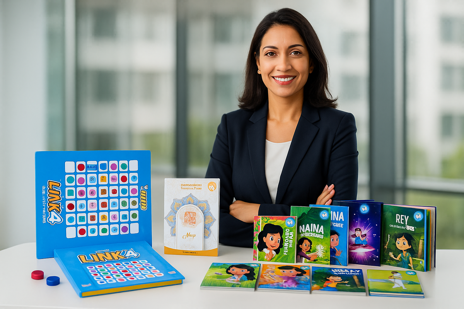 Professional B2B banner with exact product covers as provided