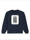 Oversized Sweatshirt | Roomy Relaxed Fit | 400 GSM Cotton Blend | Pre-Shrunk Drop Shoulder | Unisex Adult | Personalized | DTG | Typographic | Design | Everyday | Confident - front - Navy Blue - mockup 1
