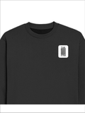Oversized Sweatshirt | Roomy Relaxed Fit | 400 GSM Cotton Blend | Pre-Shrunk Drop Shoulder | Unisex Adult | Personalized | DTG | Typographic | Design | Everyday | Confident - left pocket - Black - mockup 3
