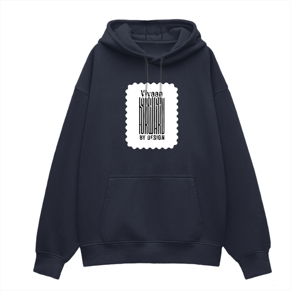 Oversized Hoodie | Unisex Relaxed Fit | 400 GSM Cotton Blend | DTG Printed | Drop Shoulder, Pre-Shrunk | Adults | Personalized | DTG | Typographic | Design | Everyday | Confident - front - Navy Blue - mockup 1