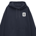 Oversized Hoodie | Unisex Relaxed Fit | 400 GSM Cotton Blend | DTG Printed | Drop Shoulder, Pre-Shrunk | Adults | Personalized | DTG | Typographic | Design | Everyday | Confident - left pocket - Navy Blue - mockup 3