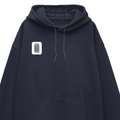 Oversized Hoodie | Unisex Relaxed Fit | 400 GSM Cotton Blend | DTG Printed | Drop Shoulder, Pre-Shrunk | Adults | Personalized | DTG | Typographic | Design | Everyday | Confident - right pocket - Navy Blue - mockup 4