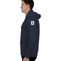 Oversized Hoodie | Unisex Relaxed Fit | 400 GSM Cotton Blend | DTG Printed | Drop Shoulder, Pre-Shrunk | Adults | Personalized | DTG | Typographic | Design | Everyday | Confident - left sleeve - Navy Blue - mockup 5