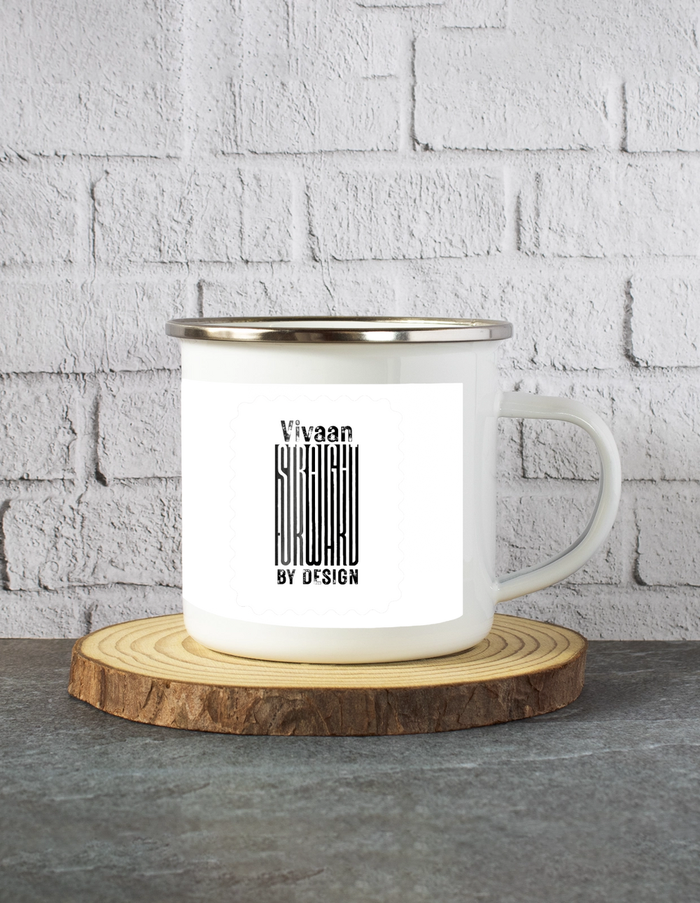 White Enamel Mugs | 11 Oz | Enamel Coated Stainless Steel | Dishwasher Safe, Shatterproof | Unisex | Personalized | Typographic | Design | Everyday | Confident - front - mockup 1