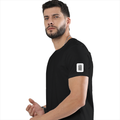 Male Standard Crew T-Shirt | Regular Fit | 100% Cotton DTF Print | Soft, Durable | Men | Personalized | DTF | Typographic | Design | Everyday | Confident - left sleeve - Black - mockup 3