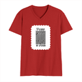 Men's V-Neck T-Shirt | Regular Fit | 180 GSM Bio-Washed Cotton | DTG Print | Durable | Personalized | DTG | Typographic | Design | Everyday | Confident - front - Red - mockup 1