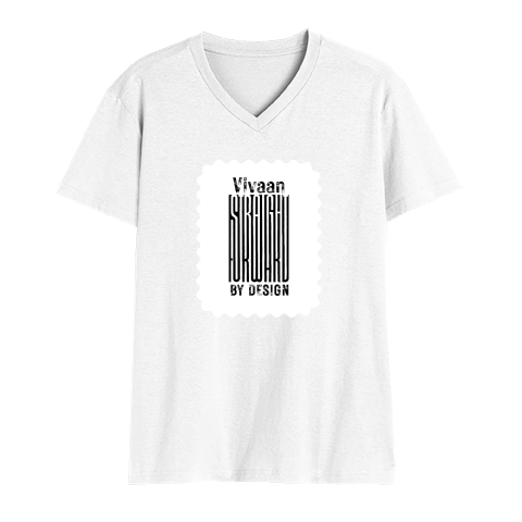 Men's V-Neck T-Shirt | Regular Fit | 180 GSM Bio-Washed Cotton | DTG Print | Durable | Personalized | DTG | Typographic | Design | Everyday | Confident - front - White - mockup 1