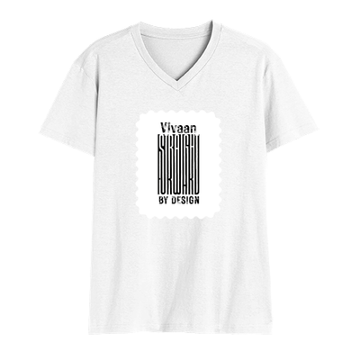 Men's V-Neck T-Shirt | Regular Fit | 180 GSM Bio-Washed Cotton | DTG Print | Durable | Personalized | DTG | Typographic | Design | Everyday | Confident - front - White - mockup 1