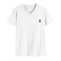 Men's V-Neck T-Shirt | Regular Fit | 180 GSM Bio-Washed Cotton | DTG Print | Durable | Personalized | DTG | Typographic | Design | Everyday | Confident - left pocket - White - mockup 3