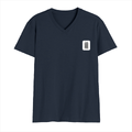 Male V Neck T-Shirt | Regular Fit | 180 GSM Bio-Washed Cotton | DTF Print | Double Stitched, Pre-Shrunk | Men | Personalized | DTF | Typographic | Design | Everyday | Confident - left pocket - Navy Blue - mockup 3