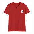 Male V Neck T-Shirt | Regular Fit | 180 GSM Bio-Washed Cotton | DTF Print | Double Stitched, Pre-Shrunk | Men | Personalized | DTF | Typographic | Design | Everyday | Confident - left pocket - Red - mockup 3
