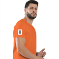 Female Classic Crew T-Shirt | Women's Regular Fit | 180 GSM Bio-Washed Cotton | Double Stitched, Pre-Shrunk | Personalized | DTG | Typographic | Design | Everyday | Confident - right sleeve - Orange - mockup 6