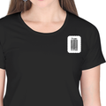 Women's Classic Crew T-Shirt | Regular Fit | 180 GSM Bio-Washed Cotton | DTF Print Ready | Double Stitched, Pre-Shrunk | Personalized | DTF | Typographic | Design | Everyday | Confident - left pocket - Black - mockup 3