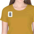 Women's Classic Crew T-Shirt | Regular Fit | 180 GSM Bio-Washed Cotton | DTF Print Ready | Double Stitched, Pre-Shrunk | Personalized | DTF | Typographic | Design | Everyday | Confident - right pocket - Mustard Yellow - mockup 4
