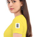 Women's Classic Crew T-Shirt | Regular Fit | 180 GSM Bio-Washed Cotton | DTF Print Ready | Double Stitched, Pre-Shrunk | Personalized | DTF | Typographic | Design | Everyday | Confident - left sleeve - New Yellow - mockup 5