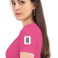 Women's Classic Crew T-Shirt | Regular Fit | 180 GSM Bio-Washed Cotton | DTF Print Ready | Double Stitched, Pre-Shrunk | Personalized | DTF | Typographic | Design | Everyday | Confident - left sleeve - Pink - mockup 5