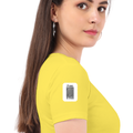 Women's Classic Crew T-Shirt | Regular Fit | 180 GSM Bio-Washed Cotton | DTF Print Ready | Double Stitched, Pre-Shrunk | Personalized | DTF | Typographic | Design | Everyday | Confident - right sleeve - New Yellow - mockup 6