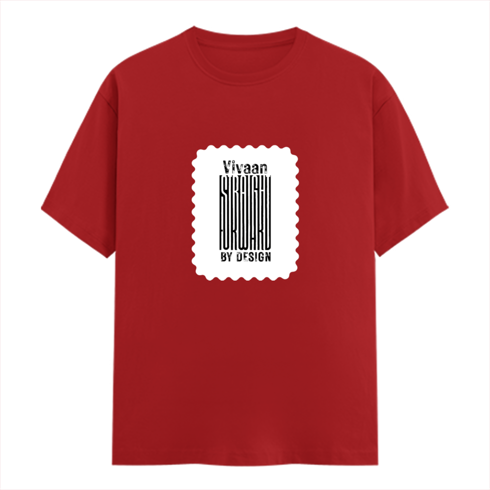 Men's Classic Crew T-Shirt | Regular Fit | 180 GSM Bio-Washed Cotton | DTF Print Ready | Pre-Shrunk, Durable | Personalized | DTF | Typographic | Design | Everyday | Confident - front - Red - mockup 1