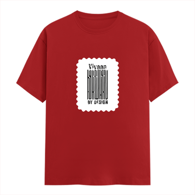Men's Classic Crew T-Shirt | Regular Fit | 180 GSM Bio-Washed Cotton | DTF Print Ready | Pre-Shrunk, Durable | Personalized | DTF | Typographic | Design | Everyday | Confident - front - Red - mockup 1