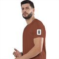 Men's Classic Crew T-Shirt | Regular Fit | 180 GSM Bio-Washed Cotton | DTF Print Ready | Pre-Shrunk, Durable | Personalized | DTF | Typographic | Design | Everyday | Confident - left sleeve - Copper - mockup 5