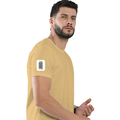 Men's Classic Crew T-Shirt | Regular Fit | 180 GSM Bio-Washed Cotton | DTF Print Ready | Pre-Shrunk, Durable | Personalized | DTF | Typographic | Design | Everyday | Confident - right sleeve - Beige - mockup 6
