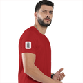 Men's Classic Crew T-Shirt | Regular Fit | 180 GSM Bio-Washed Cotton | DTF Print Ready | Pre-Shrunk, Durable | Personalized | DTF | Typographic | Design | Everyday | Confident - right sleeve - Red - mockup 6