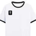 Ringer T-shirt | Unisex Regular Fit | 100% Cotton DTF/DTG | Contrast Rib Neck Bio Washed Pre-Shrunk | Adults | Personalized | DTF | Modern | Leadership | Confidence | Everyday | Calm - right pocket - Black White - mockup 4