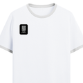 Ringer T-shirt | Unisex Regular Fit | 100% Cotton DTF/DTG | Contrast Rib Neck Bio Washed Pre-Shrunk | Adults | Personalized | DTF | Modern | Leadership | Confidence | Everyday | Calm - right pocket - White Black - mockup 4