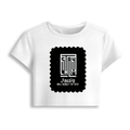 Female Baby Tee | Cropped Fit, Gen Z | 95% Cotton 5% Spandex, DTG | Stretchable, Breathable, Pre-Shrunk | Women | Personalized | DTG | Modern | Leadership | Confidence | Everyday | Calm - front - White - mockup 1