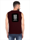 Men's Sleeveless T-Shirt | Regular Fit | 180 GSM Bio-Washed Cotton DTG | Pre-Shrunk, Double Stitched | For Gym & Casual Wear | Personalized | DTG | Modern | Leadership | Confidence | Everyday | Calm - back - Maroon - mockup 2