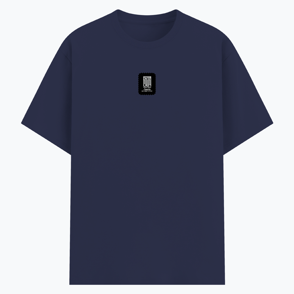 Basic T-Shirt | Unisex Fit, Sizes XS-2XL | 180 GSM Poly-Cotton Blend, DTF Ready | Bio-Wash, Silicon Finish, Durable Stitching | Adults | Personalized | DTF | Modern | Leadership | Confidence | Everyday | Calm - front - Navy Blue - mockup 1