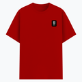 Basic T-Shirt | Unisex Fit, Sizes XS-2XL | 180 GSM Poly-Cotton Blend, DTF Ready | Bio-Wash, Silicon Finish, Durable Stitching | Adults | Personalized | DTF | Modern | Leadership | Confidence | Everyday | Calm - left pocket - Red - mockup 3