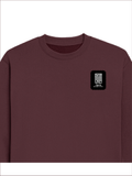 Oversized Sweatshirt | Roomy Relaxed Fit | 400 GSM Cotton Blend | Pre-Shrunk Drop Shoulder | Unisex Adult | Personalized | DTG | Modern | Leadership | Confidence | Everyday | Calm - left pocket - Maroon - mockup 3