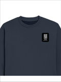Oversized Sweatshirt | Roomy Relaxed Fit | 400 GSM Cotton Blend | Pre-Shrunk Drop Shoulder | Unisex Adult | Personalized | DTG | Modern | Leadership | Confidence | Everyday | Calm - left pocket - Navy Blue - mockup 3