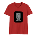 Men's V-Neck T-Shirt | Regular Fit | 180 GSM Bio-Washed Cotton | DTG Print | Durable | Personalized | DTG | Modern | Leadership | Confidence | Everyday | Calm - front - Red - mockup 1