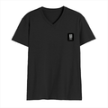 Men's V-Neck T-Shirt | Regular Fit | 180 GSM Bio-Washed Cotton | DTG Print | Durable | Personalized | DTG | Modern | Leadership | Confidence | Everyday | Calm - left pocket - Black - mockup 3