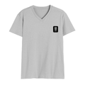 Men's V-Neck T-Shirt | Regular Fit | 180 GSM Bio-Washed Cotton | DTG Print | Durable | Personalized | DTG | Modern | Leadership | Confidence | Everyday | Calm - left pocket - Grey Melange - mockup 3