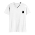 Men's V-Neck T-Shirt | Regular Fit | 180 GSM Bio-Washed Cotton | DTG Print | Durable | Personalized | DTG | Modern | Leadership | Confidence | Everyday | Calm - left pocket - White - mockup 3