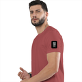 Classic Crew T-Shirt | Men's Regular Fit | 180 GSM Bio-Washed Cotton | DTG Print Ready | Double-Stitched & Ribbed Neck | Personalized | DTG | Modern | Leadership | Confidence | Everyday | Calm - left sleeve - Coral - mockup 5