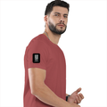 Classic Crew T-Shirt | Men's Regular Fit | 180 GSM Bio-Washed Cotton | DTG Print Ready | Double-Stitched & Ribbed Neck | Personalized | DTG | Modern | Leadership | Confidence | Everyday | Calm - right sleeve - Coral - mockup 6