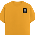 Female Classic Crew T-Shirt | Women's Regular Fit | 180 GSM Bio-Washed Cotton | Double Stitched, Pre-Shrunk | Personalized | DTG | Modern | Leadership | Confidence | Everyday | Calm - left pocket - Golden Yellow - mockup 3