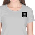 Women's Classic Crew T-Shirt | Regular Fit | 180 GSM Bio-Washed Cotton | DTF Print Ready | Double Stitched, Pre-Shrunk | Personalized | DTF | Modern | Leadership | Confidence | Everyday | Calm - left pocket - Grey Melange - mockup 3